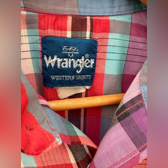 Wrangler 90s vintage shirt sleeve pearl snap medium western shirt colorful - Picture 2 of 10
